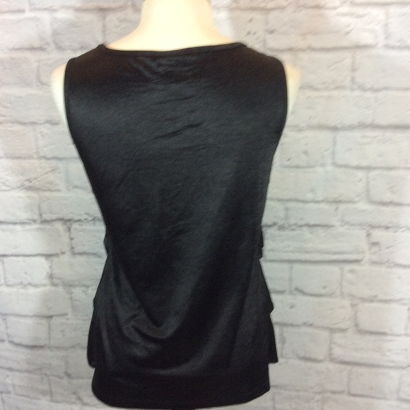 Chico's black satin gathered sleeveless top S - Picture 3 of 5